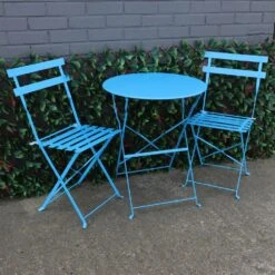 Woodside Aylsham Outdoor Garden Patio Folding Table & Chair Bistro Set 6 Colours -Outdoor Living Shop 0JDZZ1KGTE3