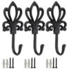 Woodside Cast Iron Decorative Wall Mounted Hanging Hooks, Vintage Coat Hangers, Set Of 3 -Outdoor Living Shop 0QXWUR2RZDA