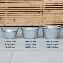 Woodside Vintage Galvanised Steel Garden & Home Flower Planter Tubs, Pack Of 3 -Outdoor Living Shop 0UUVZQHVPB5