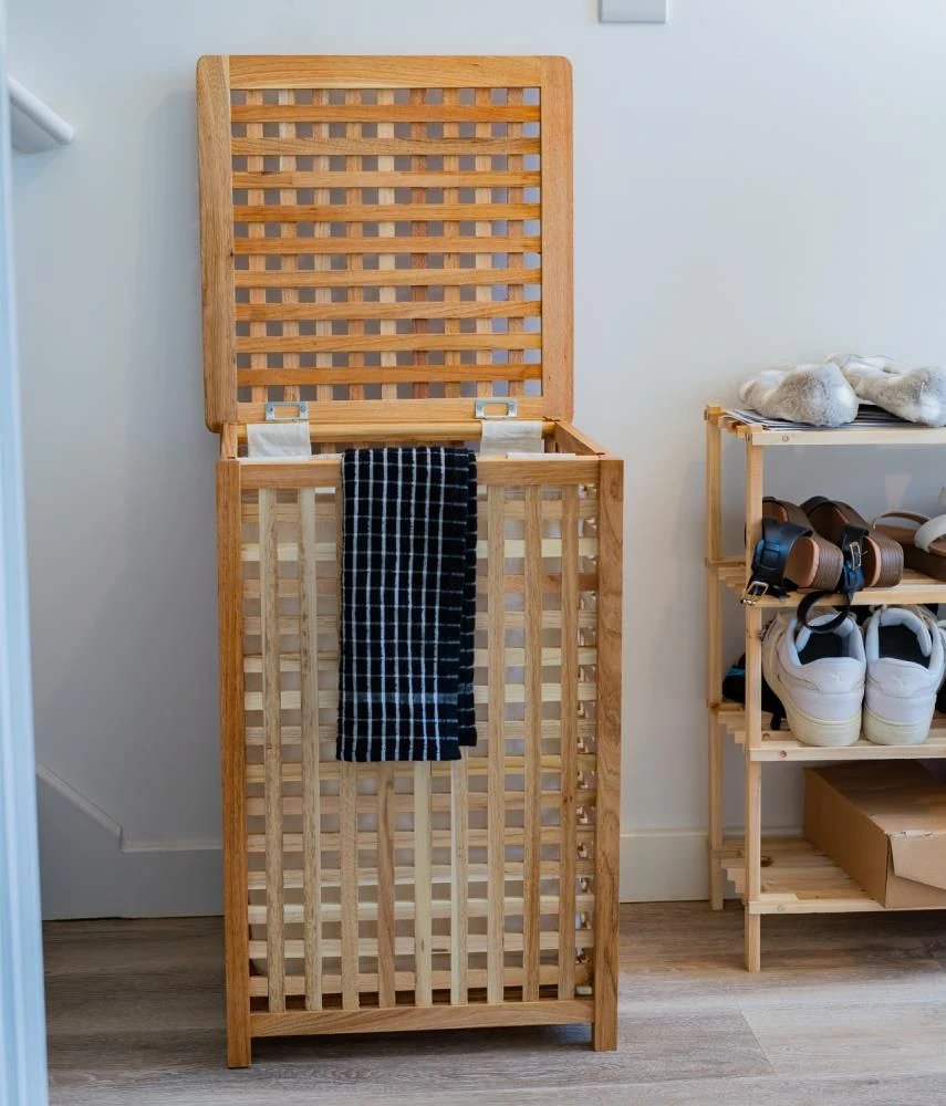 Woodside Large 80L Walnut Wood Lattice Laundry Basket/Bin Storage Box 3 Woodside Large 80L Walnut Wood Lattice Laundry Basket/Bin Storage Box