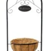 Woodside Hanging Coconut Flower Basket Planter Stand With Garden Welcome Sign