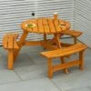 Maribelle 6 Seater Round Wooden Garden/Pub Bench - STAINED -Outdoor Living Shop 1HXKK1LOHUI