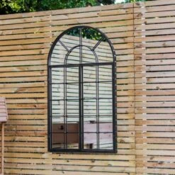 Woodside Balham XL Decorative Arched Outdoor Garden Mirror, H: 115cm X W: 70cm -Outdoor Living Shop 1IP5ZUGDHYJ