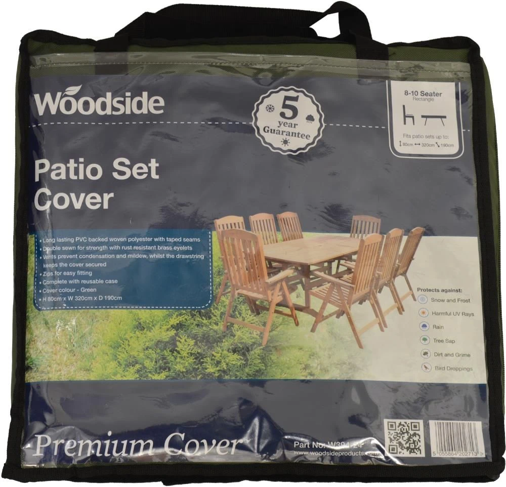 Woodside Green Waterproof 8-10 Seater Rectangular Garden Patio Furniture Cover 4 Woodside Green Waterproof 8-10 Seater Rectangular Garden Patio Furniture Cover - Image 2