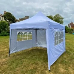 Woodside Pop Up 3m X 3m Garden Gazebo, Waterproof Garden Marquee, Pure White -Outdoor Living Shop 1XNPPM3MI0Z