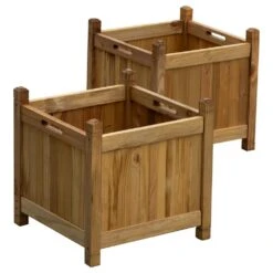 Woodside Stanfield Square Wooden Planter, Pack Of 2 -Outdoor Living Shop 1Y11KVDT34O