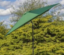 Woodside Large 2.7m Garden Parasol Umbrella With Winding Crank & Tilt Green