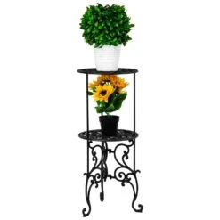 Woodside Heavy Duty Cast Iron Indoor/Outdoor Two Tier Plant Pot Display Stand -Outdoor Living Shop 2PH3TSFFU3M