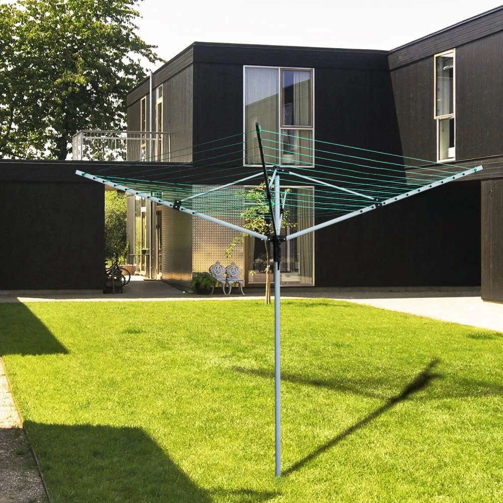 Woodside 4 Arm 50m Folding Rotary Laundry Airer Outdoor Clothes Washing Line 4 Woodside 4 Arm 50m Folding Rotary Laundry Airer Outdoor Clothes Washing Line - Image 2