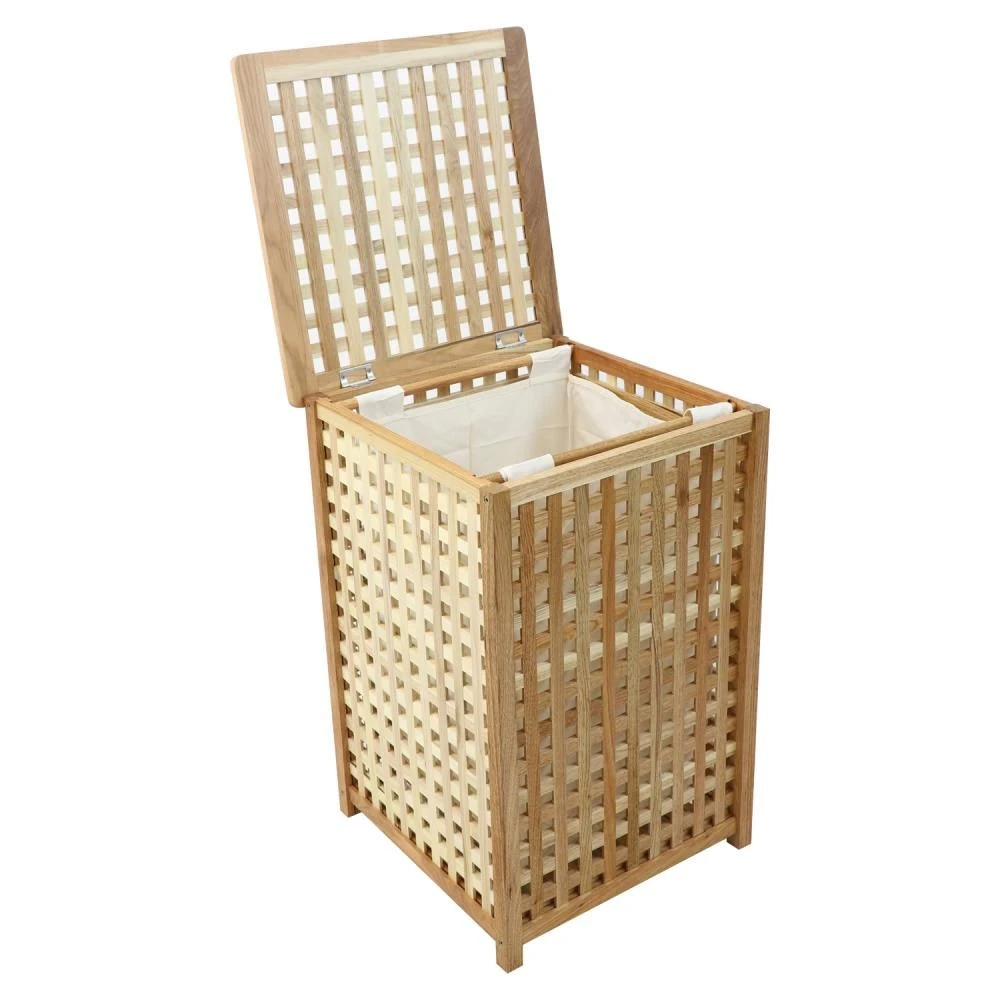 Woodside Large 80L Walnut Wood Lattice Laundry Basket/Bin Storage Box 6 Woodside Large 80L Walnut Wood Lattice Laundry Basket/Bin Storage Box - Image 4