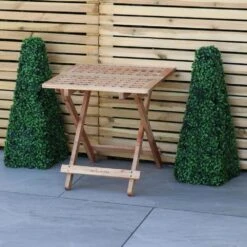 Woodside Belford Folding Walnut Wood Table -Outdoor Living Shop 4K205R5WMCV