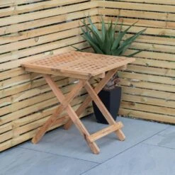 Woodside Belford Folding Walnut Wood Table -Outdoor Living Shop 5EFQ3YDADLZ