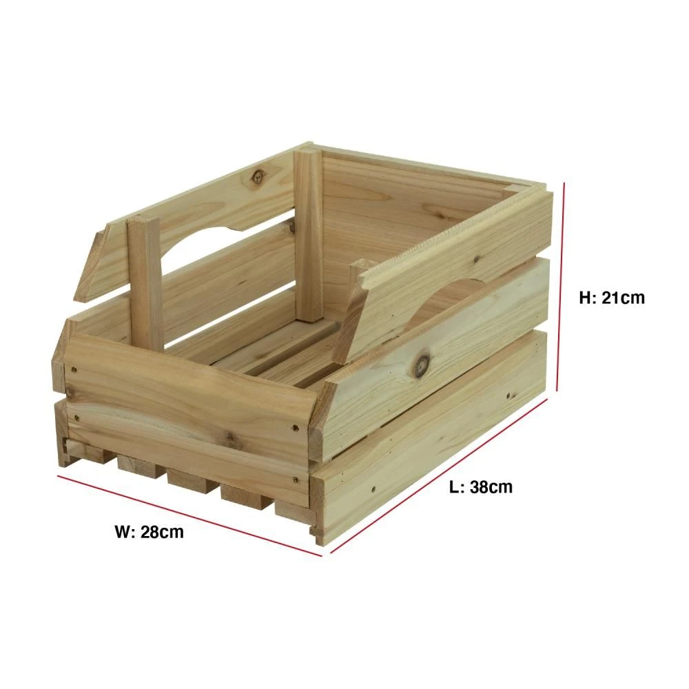 Woodside Wooden Storage Boxes/Stackable Crates With Handles For Fruit/Veg, Pack Of 3 4 Woodside Wooden Storage Boxes/Stackable Crates With Handles For Fruit/Veg, Pack Of 3 - Image 2
