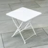 Woodside Indoor/Outdoor Folding Garden Side Table, Foldable White Coffee Table