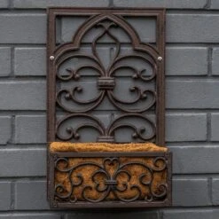 Woodside Cast Iron Wall Mounted Hanging Garden Planter Basket With Coco Liner -Outdoor Living Shop AKYXVNFKQJM