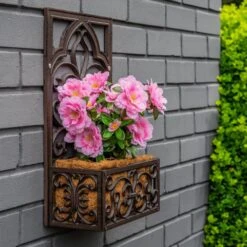 Woodside Cast Iron Wall Mounted Hanging Garden Planter Basket With Coco Liner -Outdoor Living Shop AMHGVT0YYDP