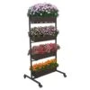Woodside Dereham 4 Tier Wheeled Metal Garden Planter Flower Display Stand 1 Woodside Dereham 4 Tier Wheeled Metal Garden Planter Flower Display Stand -Outdoor Living Shop BPLQJCZHSRI