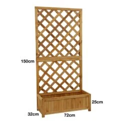 Woodside Aldburgh Wooden Garden Trough Planter/Flower Container Box With Trellis -Outdoor Living Shop COAVJNZ5TJW