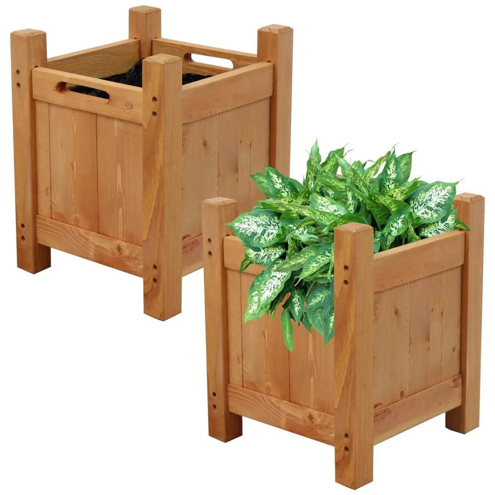 Woodside Aldeby Wooden Garden Planter/Flower Pot Container Box, Pack Of 2 5 Woodside Aldeby Wooden Garden Planter/Flower Pot Container Box, Pack Of 2 - Image 3