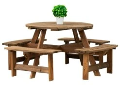 Woodside 8 Seater Round Pressure Treated Wooden Garden/Pub Bench -Outdoor Living Shop CTRGAB3FTSY