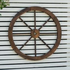 Woodside Decorative Rustic/Vintage Garden Wooden Wagon Wheel Ornament 12 Woodside Decorative Rustic/Vintage Garden Wooden Wagon Wheel Ornament -Outdoor Living Shop D5WYPTJIP0A