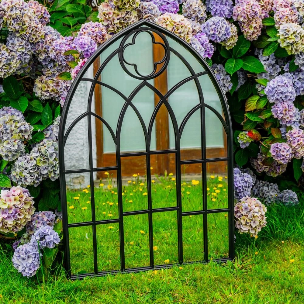 Woodside Wyton XL Decorative Arched Outdoor Garden Mirror, W: 70cm X H: 100cm 3 Woodside Wyton XL Decorative Arched Outdoor Garden Mirror, W: 70cm X H: 100cm