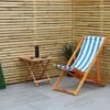 Woodside Traditional Folding Beach/Garden Wooden Deck Chair Seaside Lounger, Light Blue/White -Outdoor Living Shop E2TLWQBD2Q4