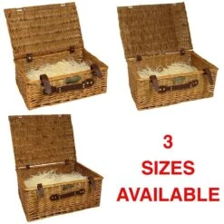 Woodside Wicker Picnic/Christmas Gift Hamper Basket With Leather Handle & Buckle
