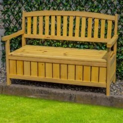 Woodside Hunsett 2 Seater Garden Patio Bench, Outdoor Wooden Loveseat With Storage 13 Woodside Hunsett 2 Seater Garden Patio Bench, Outdoor Wooden Loveseat With Storage -Outdoor Living Shop EV5DEJ3R021