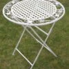 Maribelle Rustic White Floral Round Folding Outdoor Garden Patio Dining Table -Outdoor Living Shop FGWG254XDVH