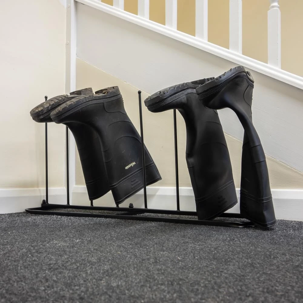Woodside Steel Wellington Boot Rack 4 Pairs Walking Shoe Storage Stand 4 Woodside Steel Wellington Boot Rack 4 Pairs Walking Shoe Storage Stand - Image 2