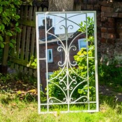 Woodside Alston Large Decorative Rectangle Outdoor Garden Mirror -Outdoor Living Shop G0P0IELEJRJ