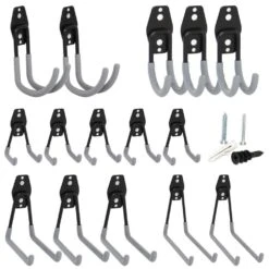 Woodside Heavy Duty Wall Mounted Garage Hanging Hooks, Utility Tool Hangers (Pack Of 15)