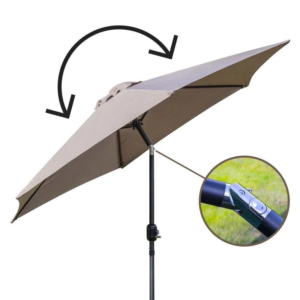 Woodside Large 2.7m Garden Parasol Umbrella With Winding Crank & Tilt Coffee 7 Woodside Large 2.7m Garden Parasol Umbrella With Winding Crank & Tilt Coffee - Image 6