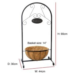 Woodside Hanging Coconut Flower Basket Planter Stand With Garden Welcome Sign 11 Woodside Hanging Coconut Flower Basket Planter Stand With Garden Welcome Sign -Outdoor Living Shop GYPDNQCOV14