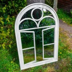 Woodside Acton Large Decorative Arched Outdoor Garden Mirror, 66.5cm X 97.5cm
