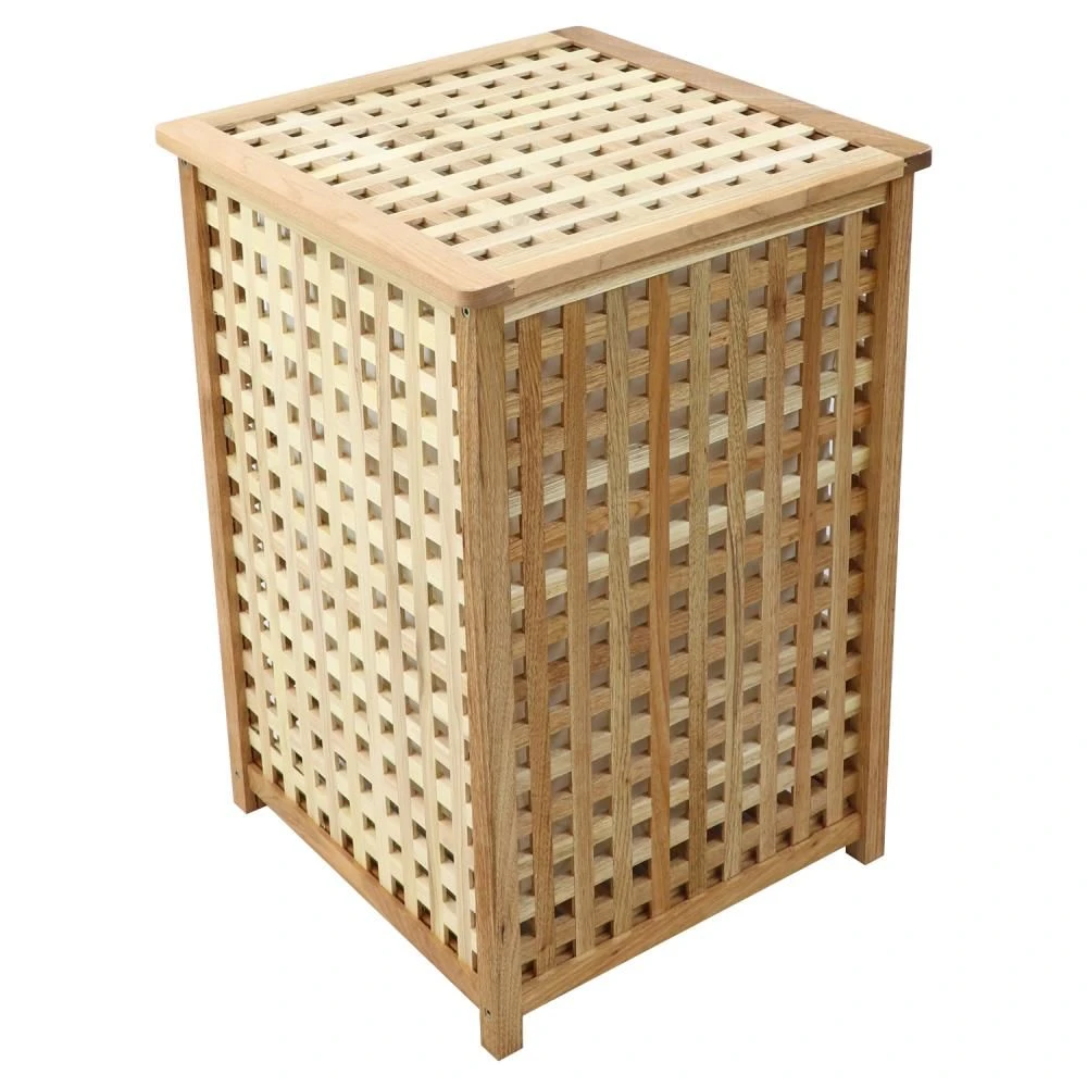 Woodside Large 80L Walnut Wood Lattice Laundry Basket/Bin Storage Box 7 Woodside Large 80L Walnut Wood Lattice Laundry Basket/Bin Storage Box - Image 5
