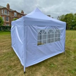 Woodside Pop Up 3m X 3m Garden Gazebo, Waterproof Garden Marquee, Pure White -Outdoor Living Shop IMBMKRZIQ5X