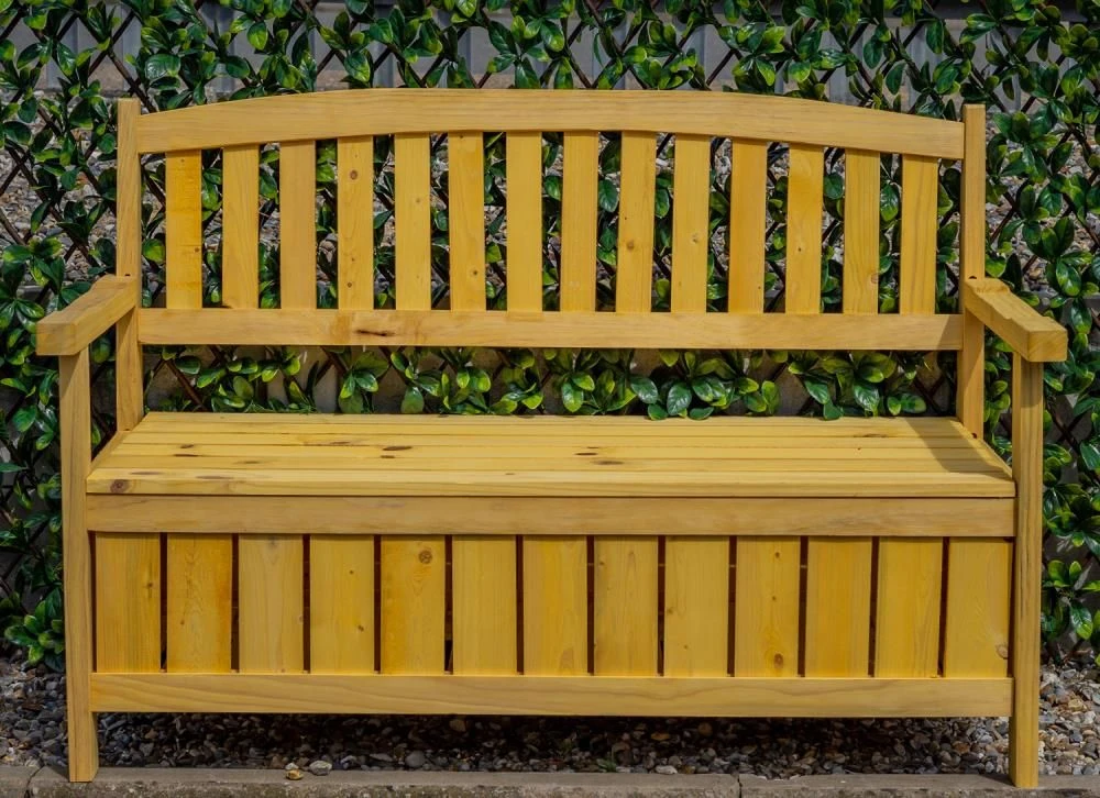 Woodside Hunsett 2 Seater Garden Patio Bench, Outdoor Wooden Loveseat With Storage 4 Woodside Hunsett 2 Seater Garden Patio Bench, Outdoor Wooden Loveseat With Storage - Image 2