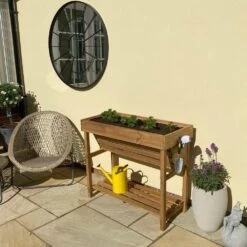Woodside Thurne Raised Wooden Garden Bed Planter, Plants & Vegetable/Herb Box -Outdoor Living Shop JYHRQD3W5TZ