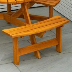 Maribelle 6 Seater Round Wooden Garden/Pub Bench - STAINED -Outdoor Living Shop KLIE4CL5KV4