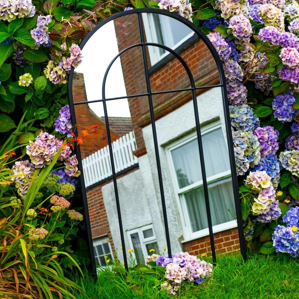 Woodside Oaken XL Decorative Arched Outdoor Garden Mirror, W: 65cm X H: 108cm 3 Woodside Oaken XL Decorative Arched Outdoor Garden Mirror, W: 65cm X H: 108cm