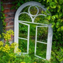 Woodside Acton Large Decorative Arched Outdoor Garden Mirror, 66.5cm X 97.5cm -Outdoor Living Shop N30RO0DWKOR