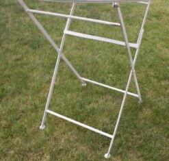 Maribelle Rustic White Floral Round Folding Outdoor Garden Patio Dining Table -Outdoor Living Shop NRVMHOKB2JN