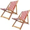 Woodside Traditional Folding Beach/Garden Wooden Deck Chair Seaside Lounger Red & White X 2 1 Woodside Traditional Folding Beach/Garden Wooden Deck Chair Seaside Lounger Red & White X 2 -Outdoor Living Shop NUVRUU425XR