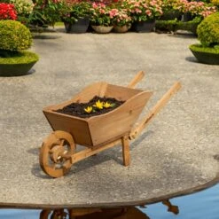 Woodside Wooden Ornamental Garden Plant/Flower Wheel Barrow Planter -Outdoor Living Shop NZ0JMXAZYOY
