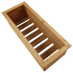 Woodside Reedham Stained Wooden Garden Trough Planter/Flower Trough Box, 95 Litres -Outdoor Living Shop OPEBFKJKBVM