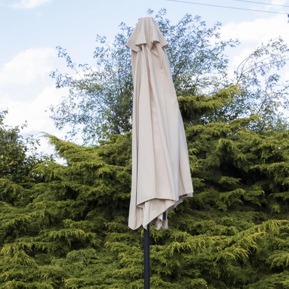 Woodside Large 2.7m Garden Parasol Umbrella With Winding Crank & Tilt Sand 5 Woodside Large 2.7m Garden Parasol Umbrella With Winding Crank & Tilt Sand - Image 3