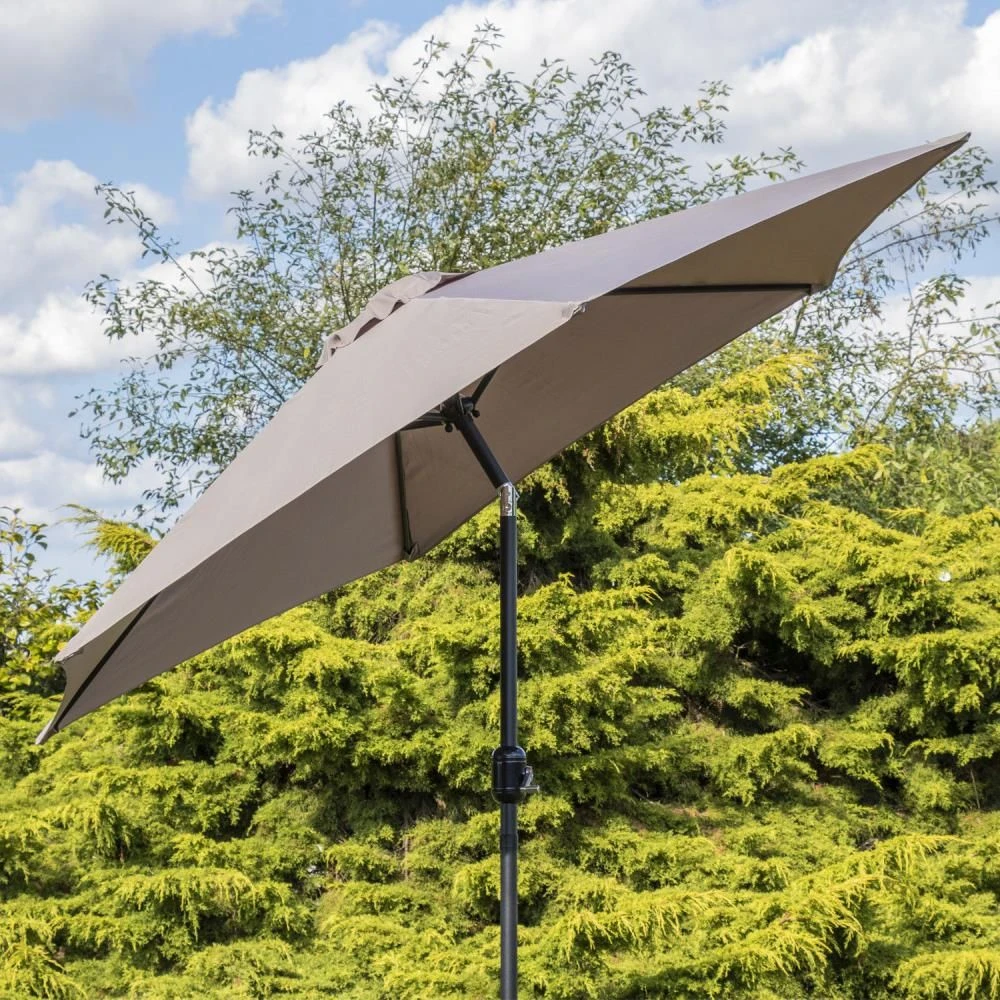 Woodside Large 2.7m Garden Parasol Umbrella With Winding Crank & Tilt Coffee 2 Woodside Large 2.7m Garden Parasol Umbrella With Winding Crank & Tilt Coffee