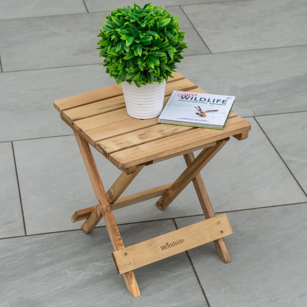 Woodside Ashill Folding Coffee Side Snack Table Wooden Garden Patio Furniture 5 Woodside Ashill Folding Coffee Side Snack Table Wooden Garden Patio Furniture - Image 3
